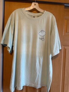 Unisex Mint Crewneck Tee with Small Chest Graphic and graphic on back